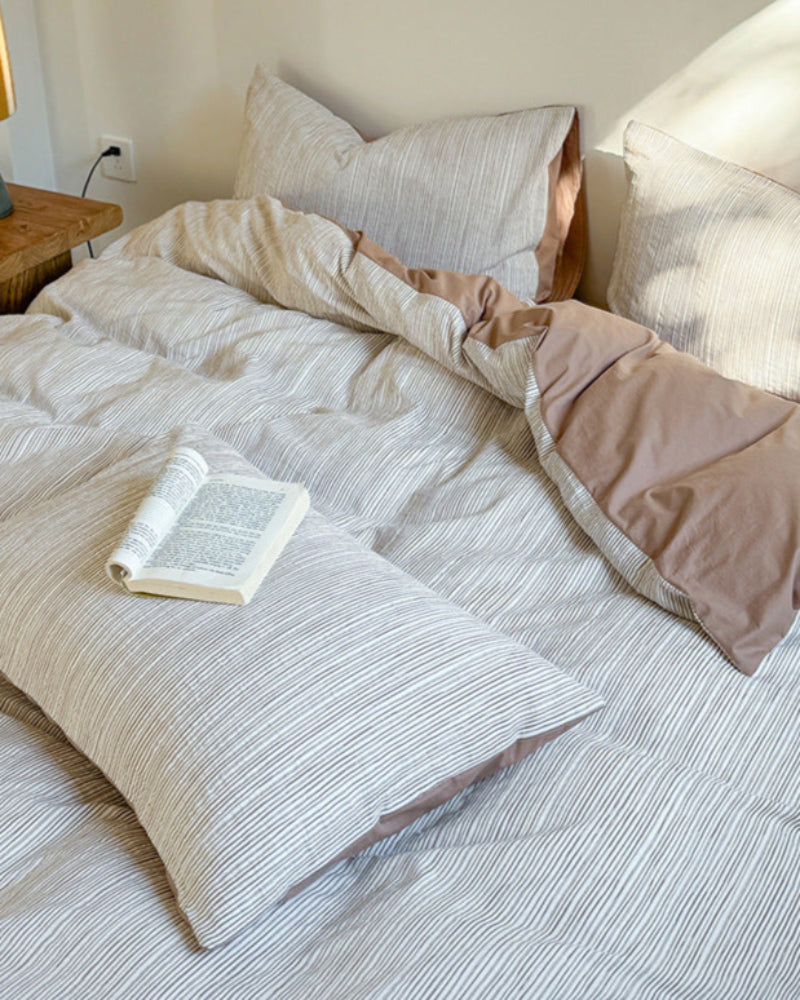 Emma Duo Striped Jacquard Bedding Set - Light Pink