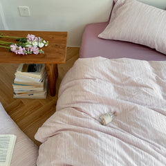 Emma Duo Striped Jacquard Bedding Set - Purple