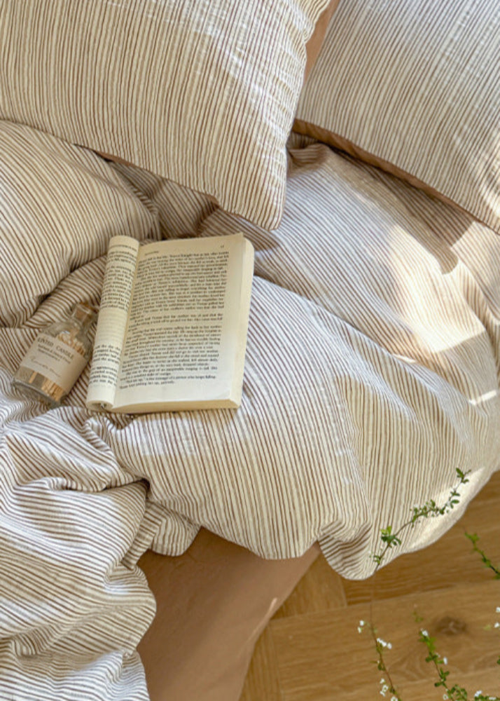 Emma Duo Striped Jacquard Bedding Set - Light Pink