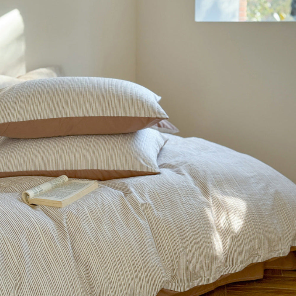 Emma Duo Striped Jacquard Bedding Set - Light Pink