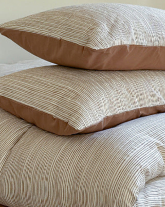 Emma Duo Striped Jacquard Bedding Set - Cream
