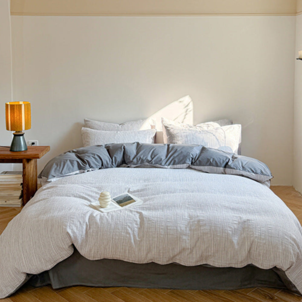 Emma Duo Striped Jacquard Bedding Set - Cream