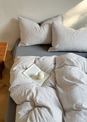 Emma Duo Striped Jacquard Bedding Set - Gray