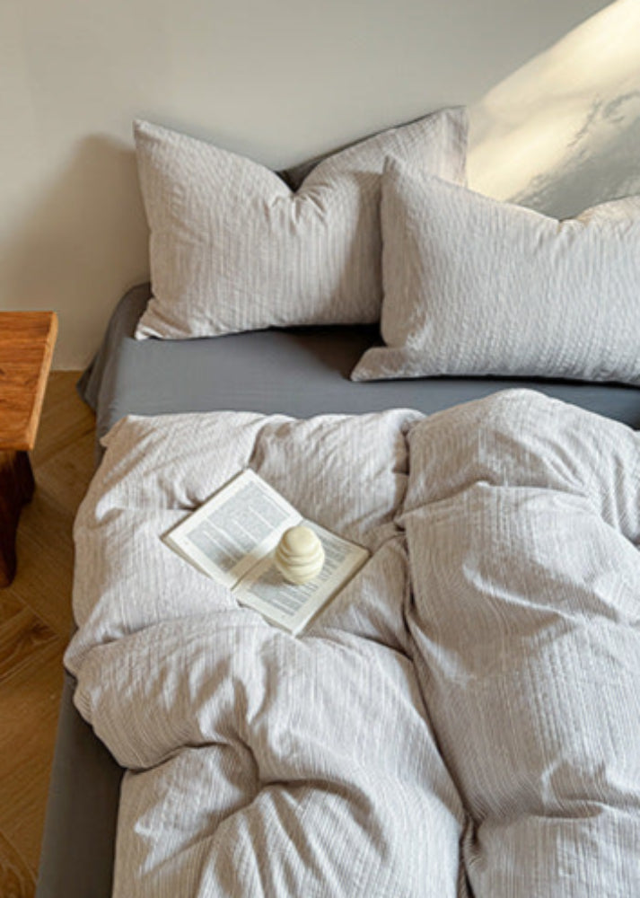 Emma Duo Striped Jacquard Bedding Set - Cream