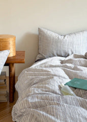 Emma Duo Striped Jacquard Bedding Set - Black