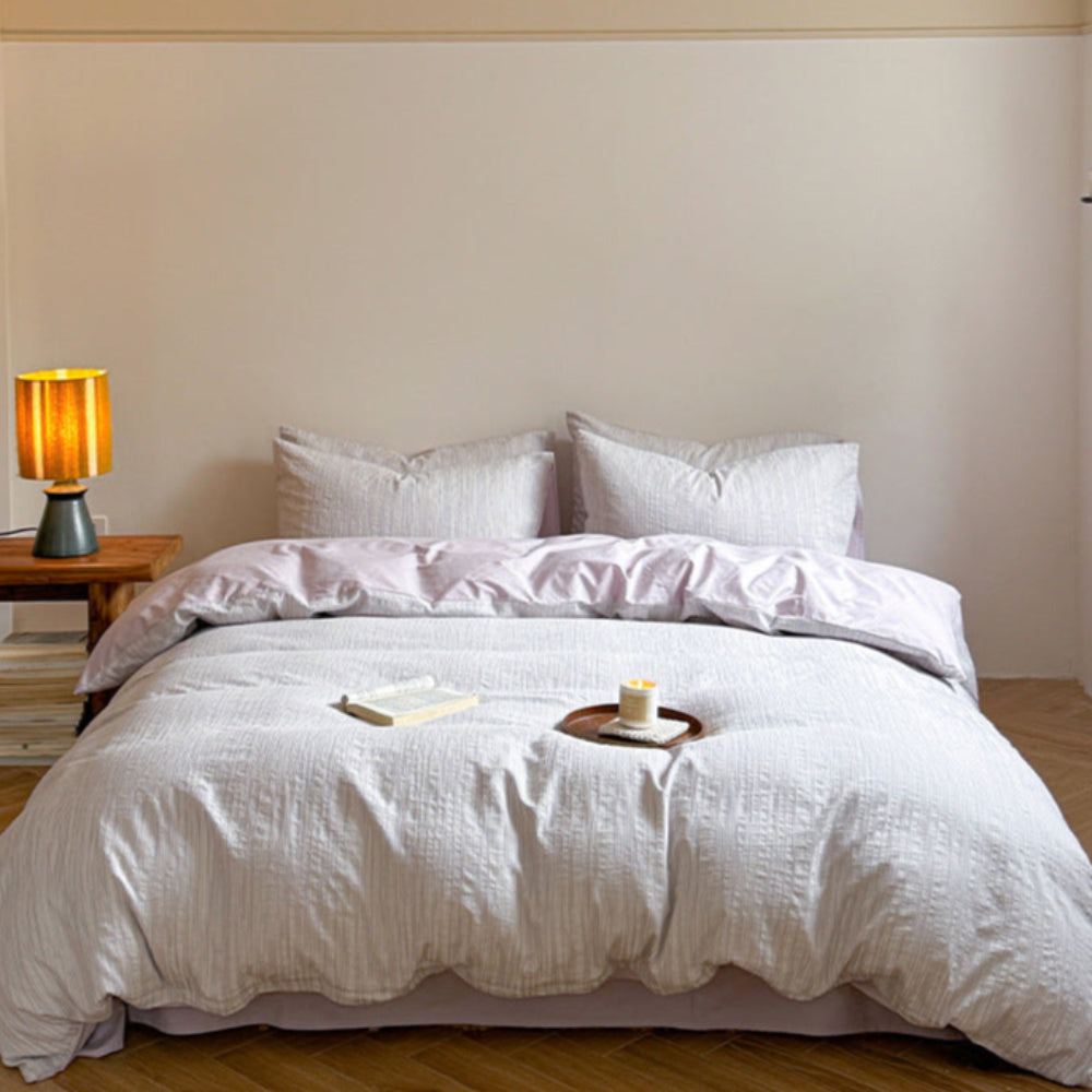 Emma Duo Striped Jacquard Bedding Set - Light Pink
