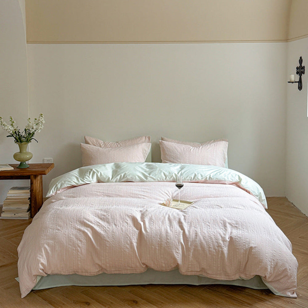 Emma Duo Striped Jacquard Bedding Set - Cream