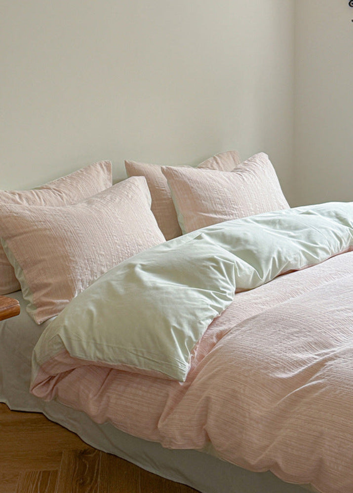 Emma Duo Striped Jacquard Bedding Set - Light Pink