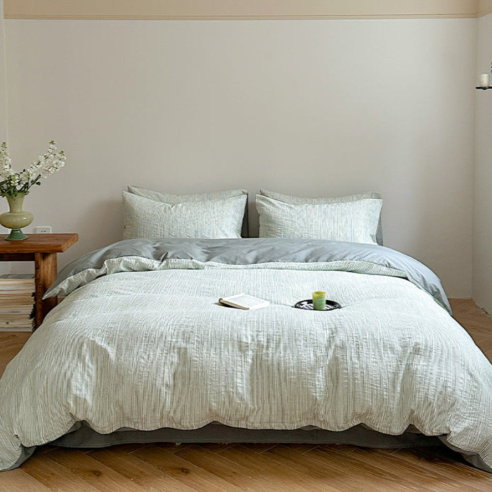 Emma Duo Striped Jacquard Bedding Set - Cream