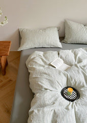 Emma Duo Striped Jacquard Bedding Set - Green