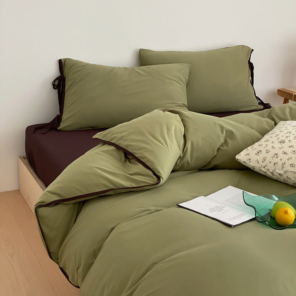 Evangeline Pastel Bow Tie Twill Bedding Set - Green