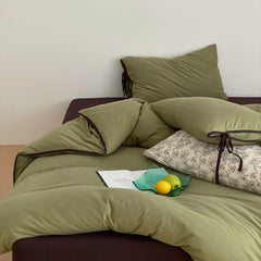 Evangeline Pastel Bow Tie Twill Bedding Set - Green