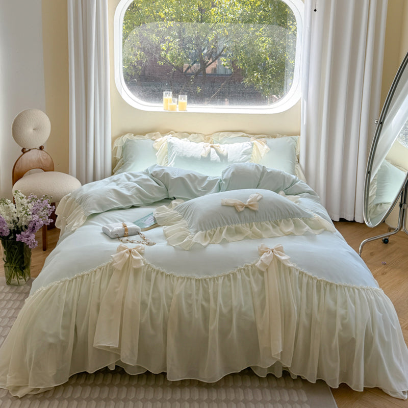 Ribbon Bow Airy Lace Bedding Bundle