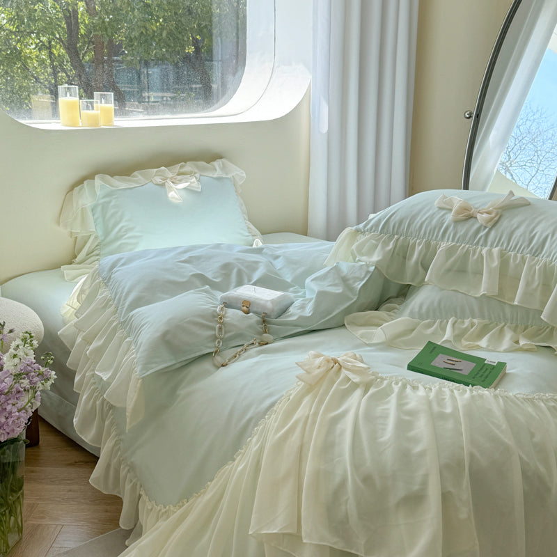 Ribbon Bow Airy Lace Bedding Bundle