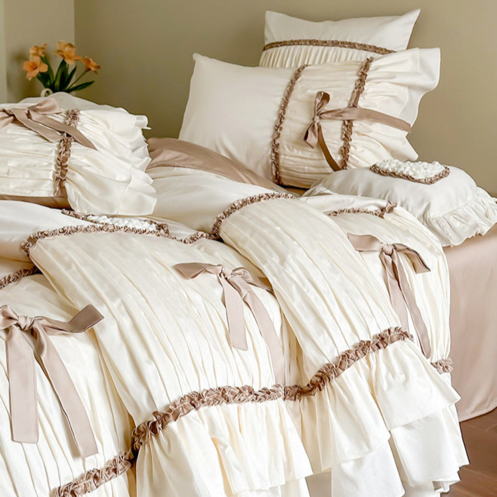 Genevieve Bow Tied TENCEL Bedding Set - Beige