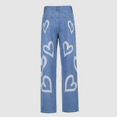 Jeans mit Graffiti-Print in Herzform