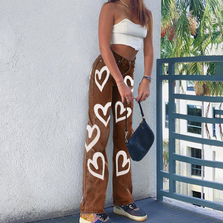 Heart-Shaped Graffiti Jeans