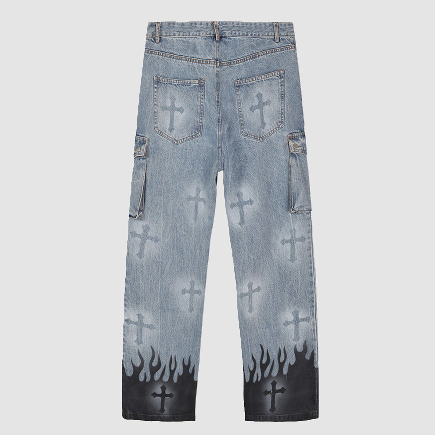 Jeans mit Kreuz-Print