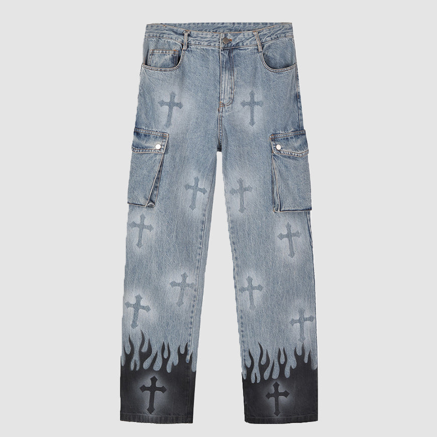 Jeans mit Kreuz-Print