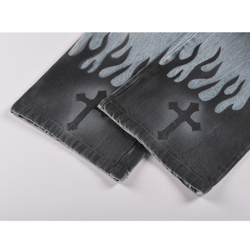 Jeans mit Kreuz-Print