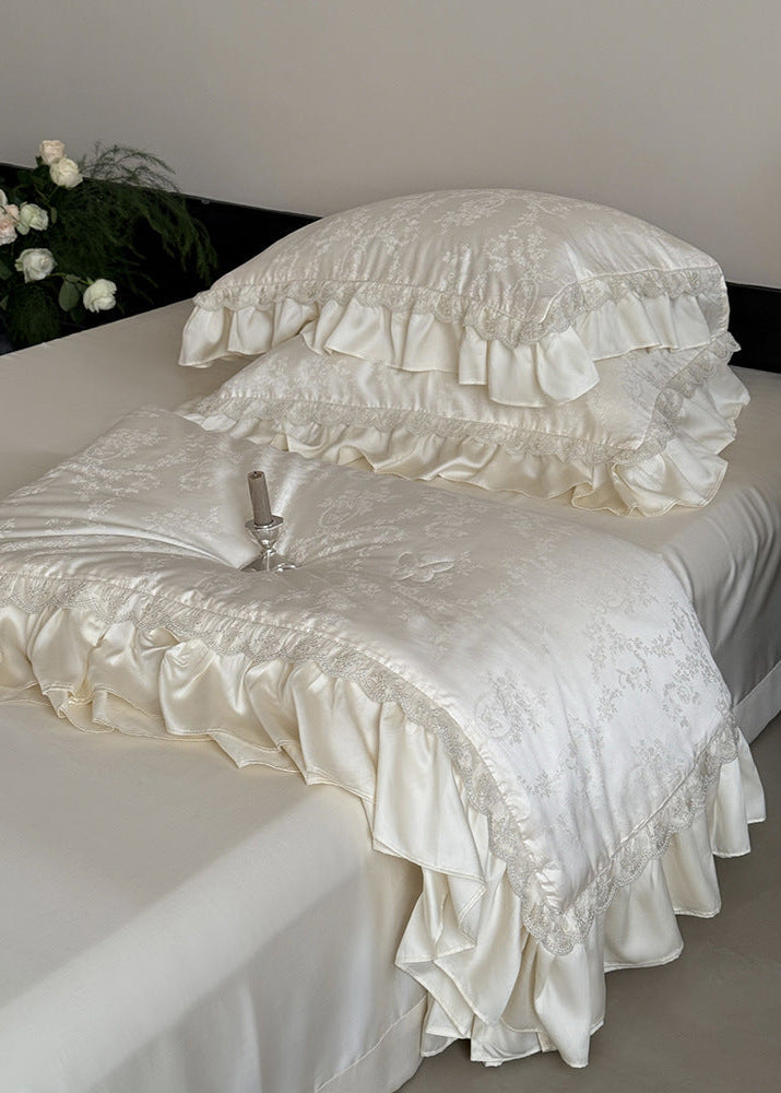 Josette Floral Silky TENCEL Ruffle Bedding Set - Pink