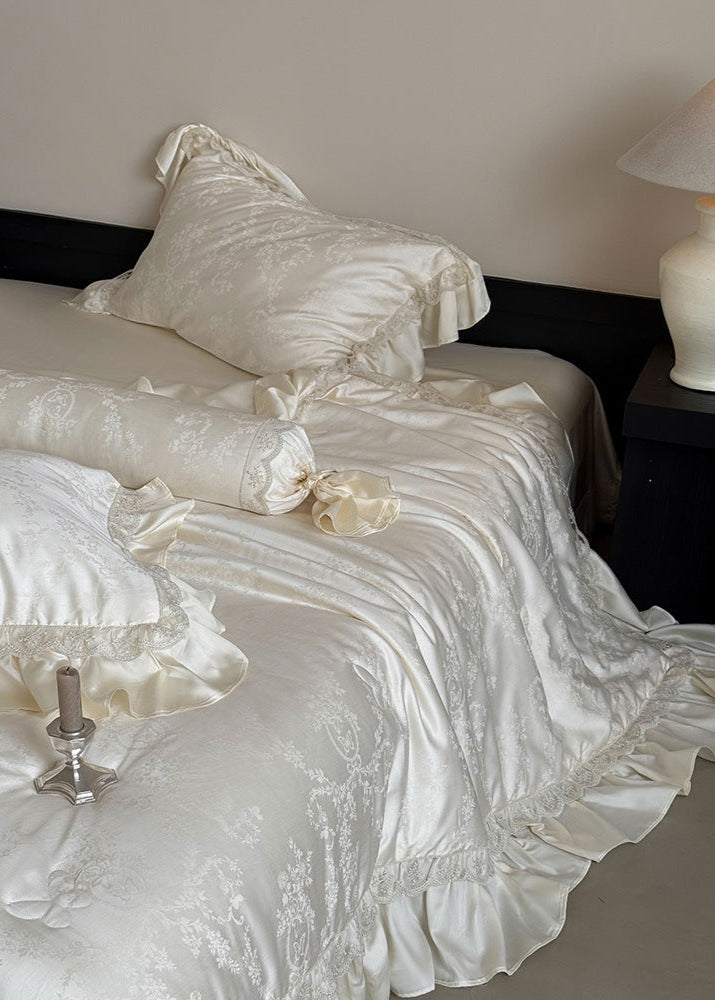 Josette Floral Silky TENCEL Ruffle Bedding Set - Pink