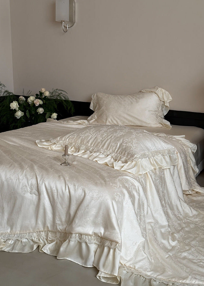 Josette Floral Silky TENCEL Ruffle Bedding Set - Pink