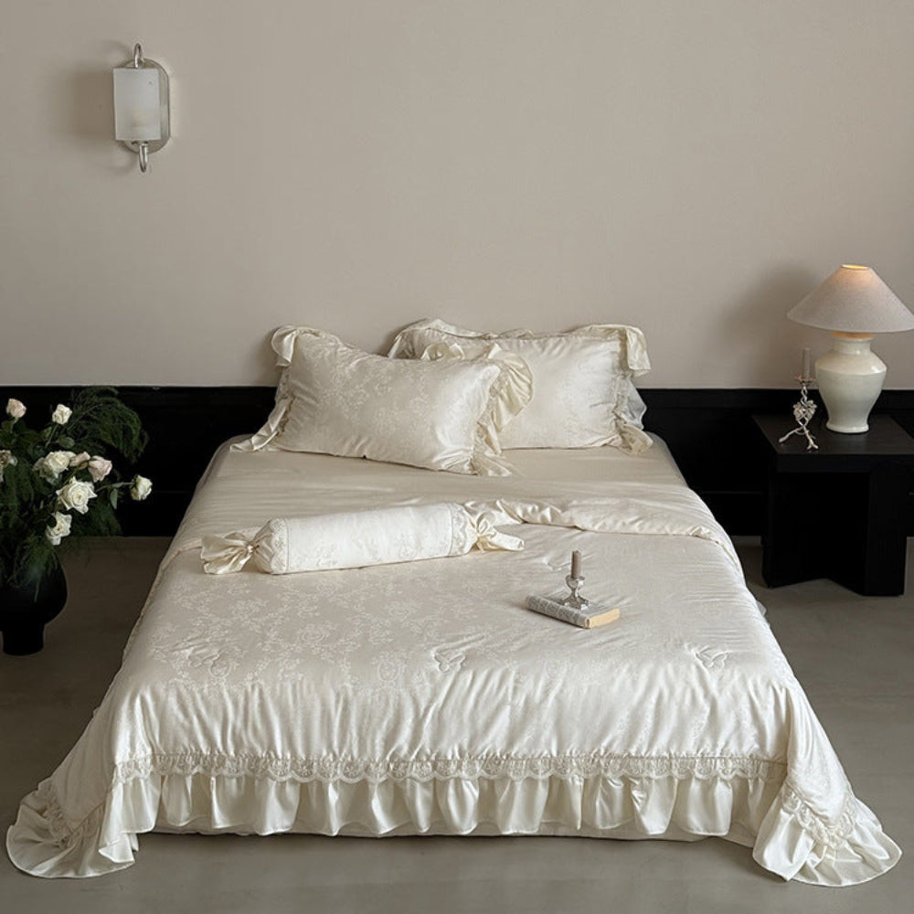 Josette Floral Silky TENCEL Ruffle Bedding Set - Pink