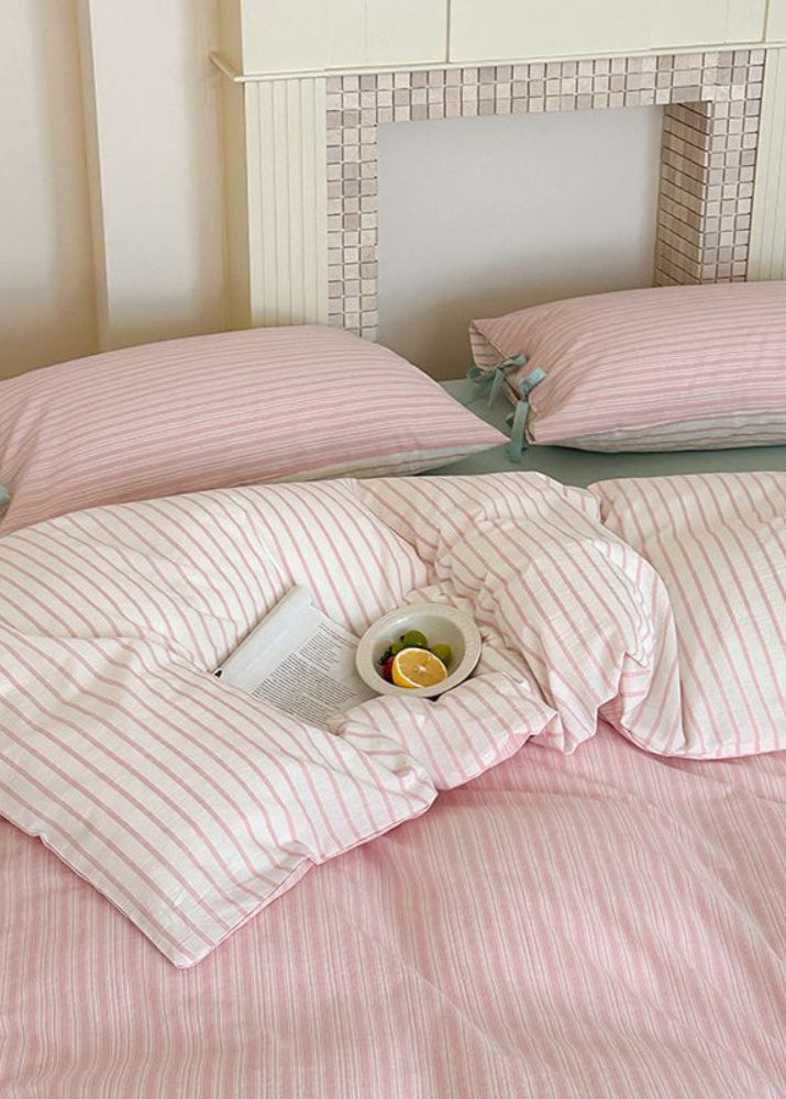 Josie Bow Tied Striped Bedding Set - Cream