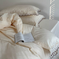 Louisa Ruffle Floral Jacquard Bedding Set - White