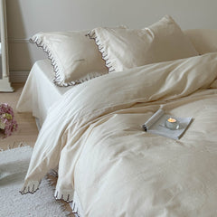 Louisa Ruffle Floral Jacquard Bedding Set - White