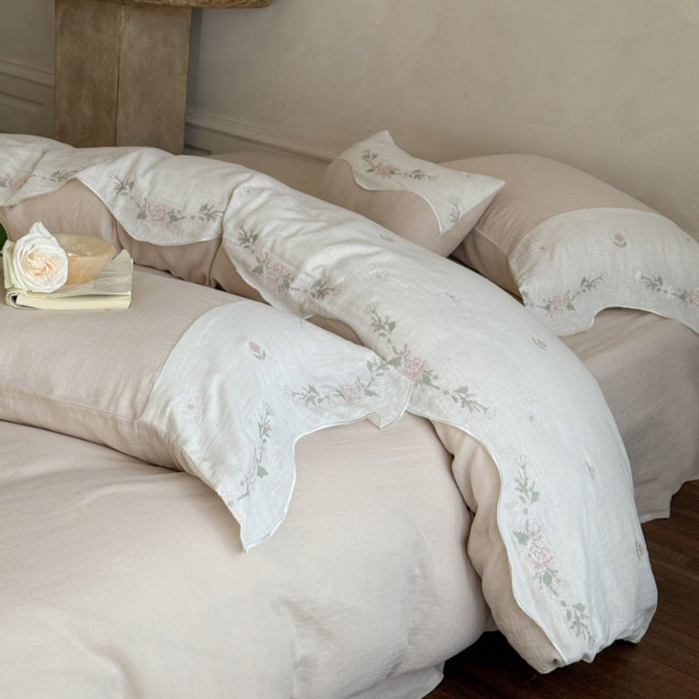Maeve Floral Double Gauze Bedding Set - Pink