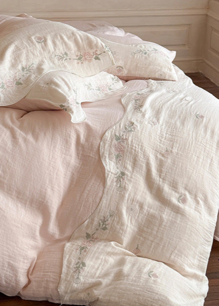 Maeve Floral Double Gauze Bedding Set - Pink