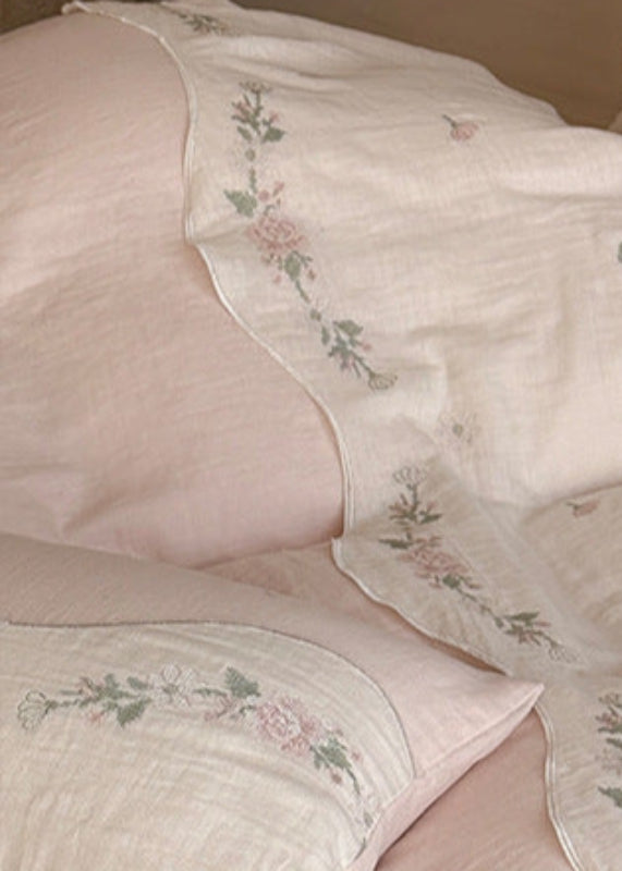 Maeve Floral Double Gauze Bedding Set - Pink