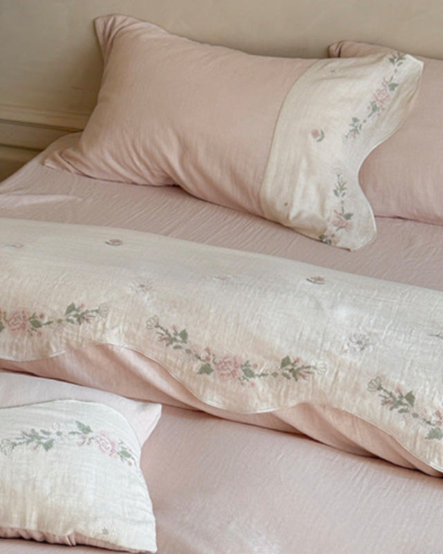 Maeve Floral Double Gauze Bedding Set - Pink
