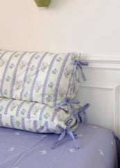 Magnolia Ribbon Bow Tie Floral Bedding Set - Purple