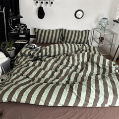 Liam Striped Bedding Set - Green