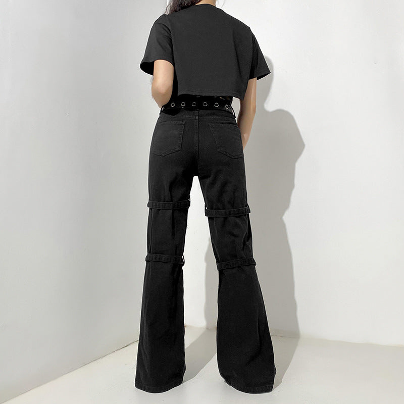 Metal Buckle Hot High Waist Jeans