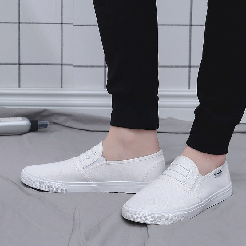 Zapatos de lona blancos sin cordones con protección para el trabajo para hombre