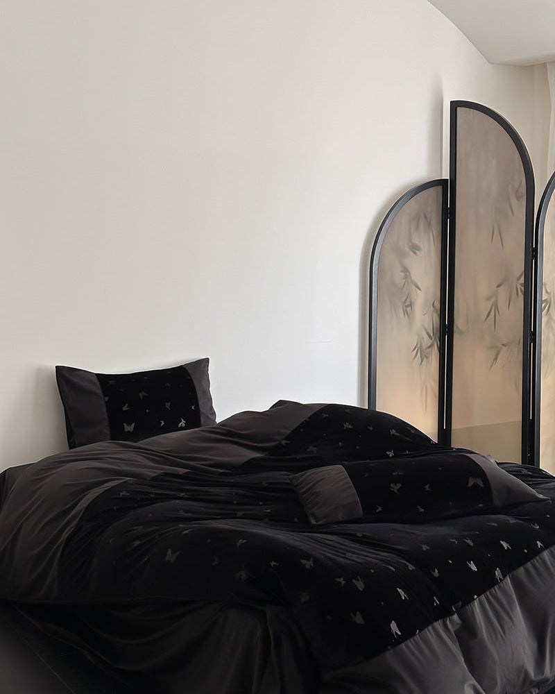 Lilou Velvet Butterfly Bedding Set - Pink Blush