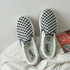 Women's & Men's Checkerboard Plaid Slip-on And Canvas Shoes