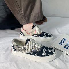 Zapatillas clásicas de lona con estampado vintage de calaveras para mujer y hombre