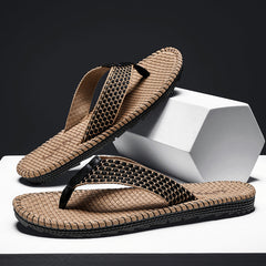 Chanclas de verano para hombre, sandalias suaves tejidas con personalidad para exteriores