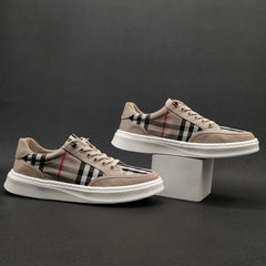 Men's Soft Bottom Skateboard Fashionable Checked Sneakers