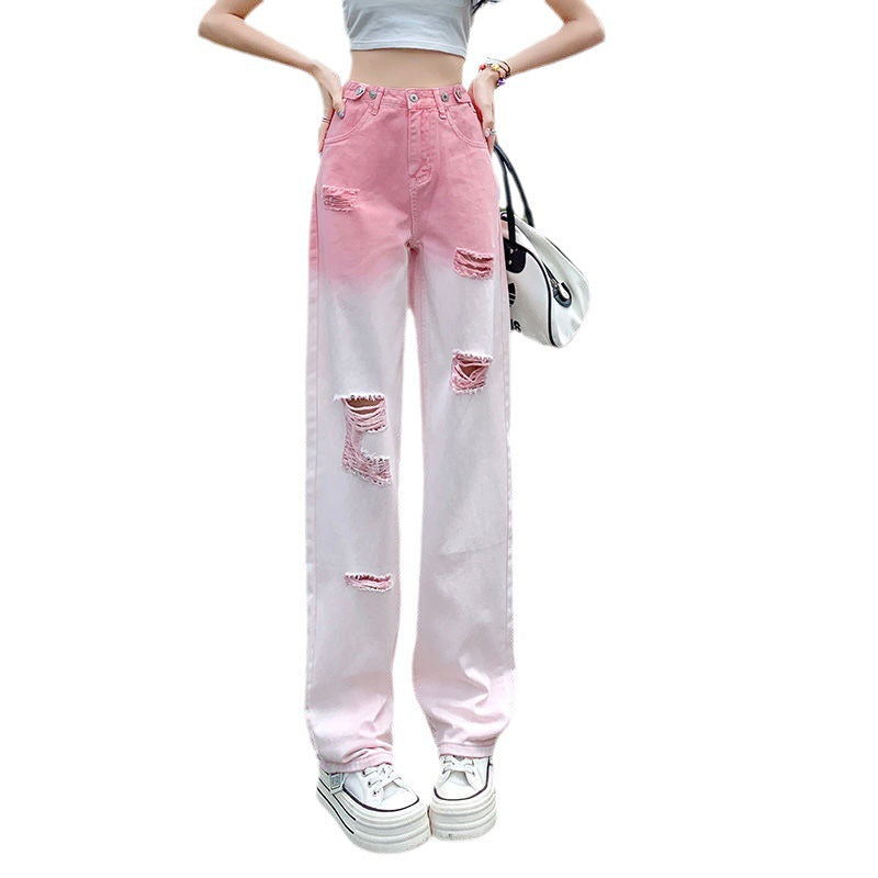 Cool Gradient Shredded Slit Wash Jeans