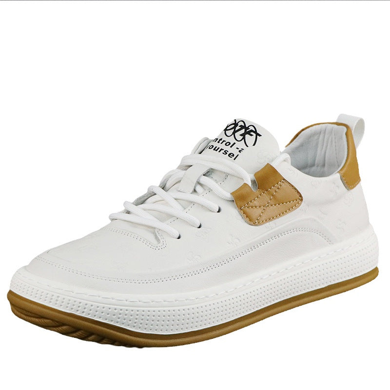 Zapatillas blancas de piel de vaca pura con punta grande para hombre Spring Clown