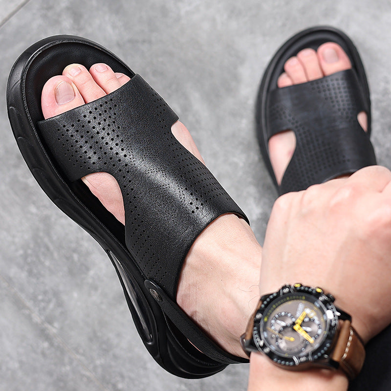 Men's Air Cushion First Layer Cowhide Breathable Sandals