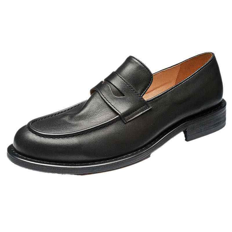 Men's British Penny First Layer Cowhide Handmade Slip-on Loafers