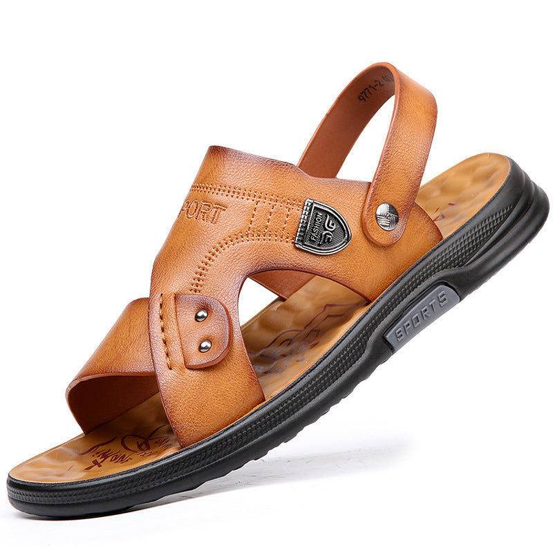 Sandalias dobles de moda para hombre con suela suave y exterior