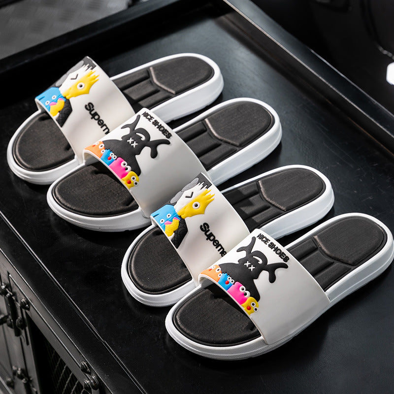 Elegante Herren-Flip-Flops mit Cartoon-Muster und dicker Sohle